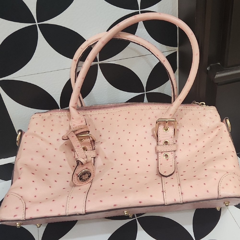 Dooney & Bourke Ostrich Satchel Bag Light Pink